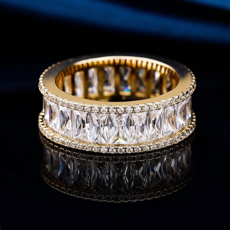 MDFUN 18K Gold Plated Eternity Rings for Women Cubic Zirconia Wedding Promise Engagement Band - Image 3